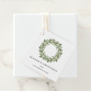 Rustic Greenery Pine Wreath Christmas Holiday Favour Tags