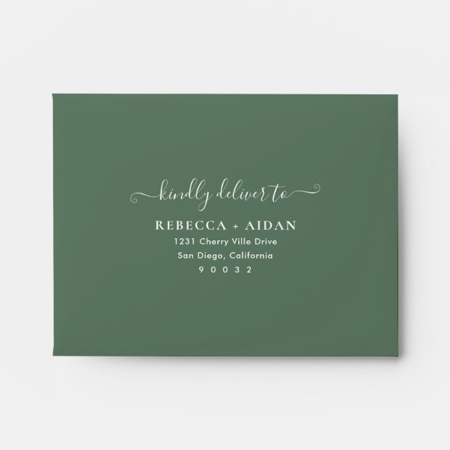 Rustic Greenery Printed Return Address RSVP Envelope (Front)