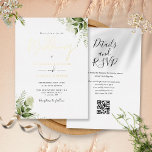 Rustic Greenery QR Code Elegant Wedding Gold<br><div class="desc">This elegant real gold foil botanical greenery leaves wedding invitation can be personalised with your information in chic typography with your wedding website details and QR Code on the reverse. Designed by Thisisnotme©</div>