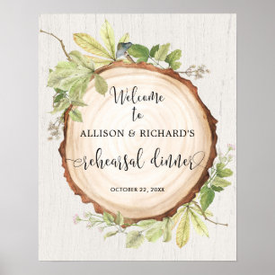Rustic greenery rehearsal dinner welcome sign