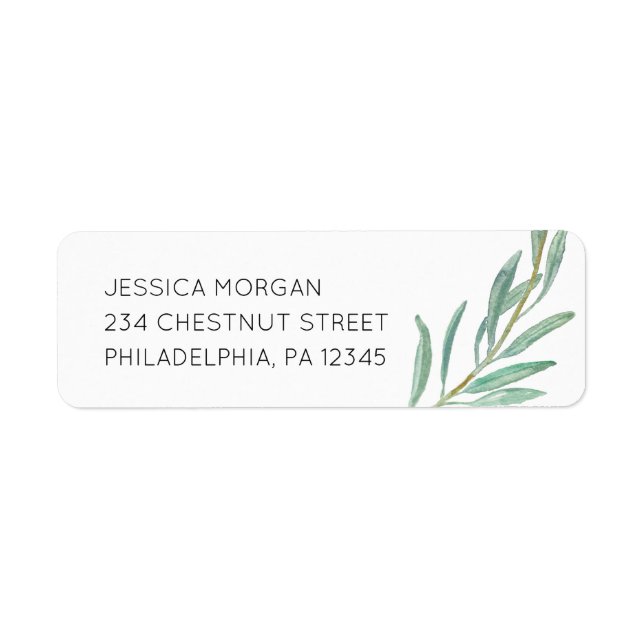 Rustic Greenery Return Address Label Wedding (Front)