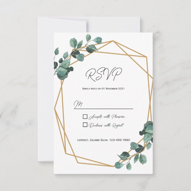 Rustic Greenery RSVP Card Invitation (Front)