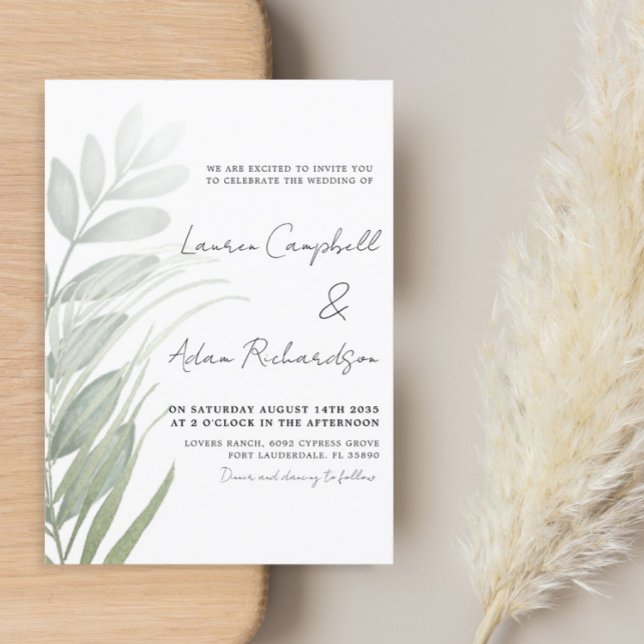 Rustic Greenery Sage Green Wedding Invitation (Creator Uploaded)