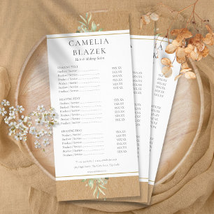 Rustic Greenery Salon Service Menu Price List