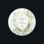 Rustic Greenery Shield Wedding Customize Magnet<br><div class="desc">Celebrate love with our charming wedding invitation featuring delicate watercolor botanicals,  including eucalyptus leaves,  ferns,  and vines. The pastel hues and rustic touch create an enchanting atmosphere. Personalize this template by clicking the "Personalize" button. To make advanced modifications,  please press "Edit Using Design Tool" under Personalize this template.</div>