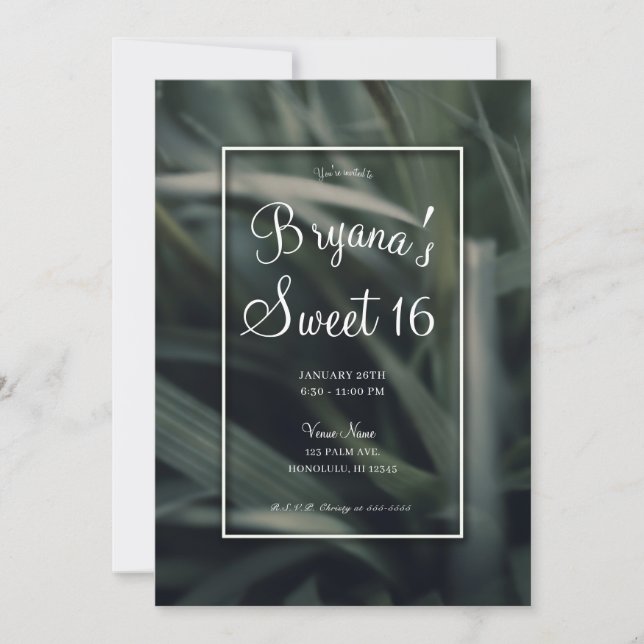 Rustic Greenery Spring Grass Sweet 16 Birthday  Invitation (Front)
