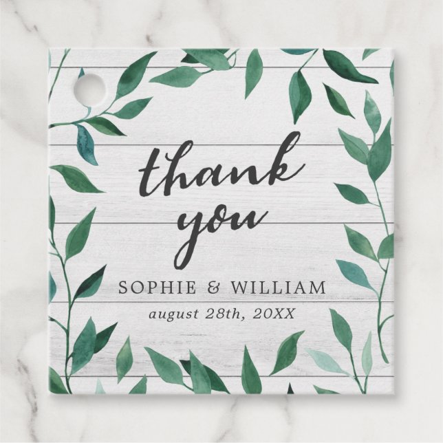 Rustic Greenery Thank You Favour Tags (Front)