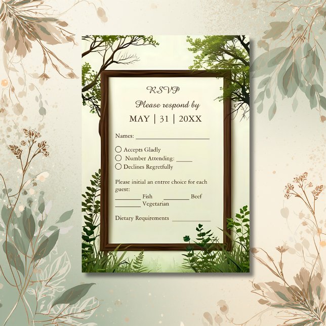 rustic Greenery Tree Frame RSVP Card (Creator Uploaded)