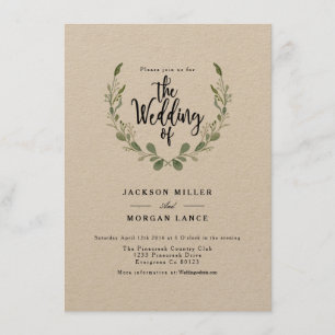Rustic Greenery Vine   Kraft   Watercolor Wedding Invitation