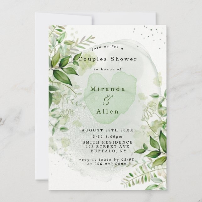 Rustic Greenery Vineyard Couples Shower Invites (Front)