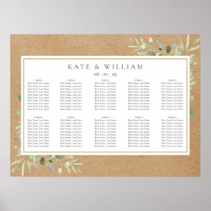 Rustic Greenery Watercolor Wedding Seating Chart