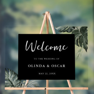 Rustic Greenery Watercolor Wedding Welcome Acrylic Sign