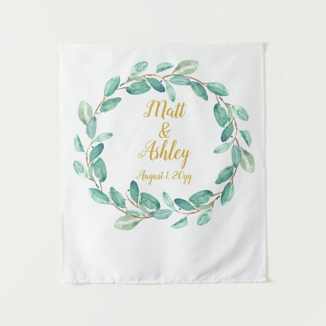 Rustic Greenery Wedding Backdrop Photo Prop Budget Tapestry (Front)