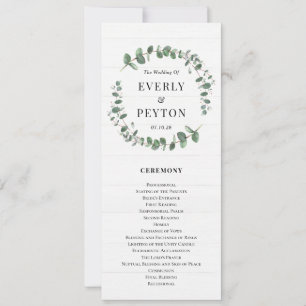 Rustic Greenery Wedding Ceremony Program Invitation