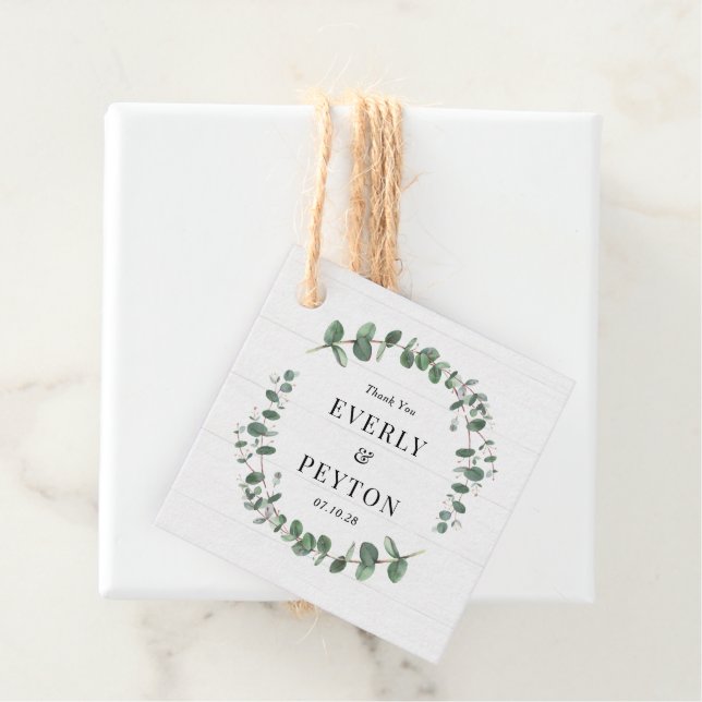 Rustic Greenery Wedding Favour Tags (In Situ)