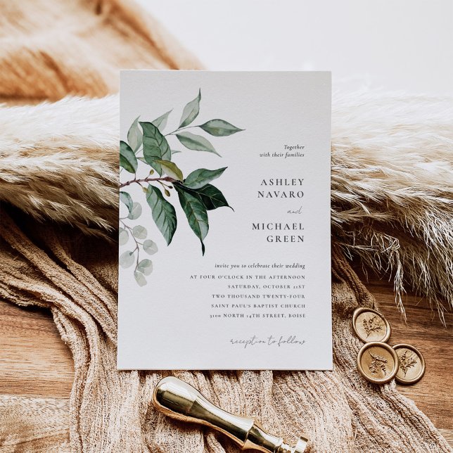 Rustic Greenery Wedding Invitation (Creator Uploaded)