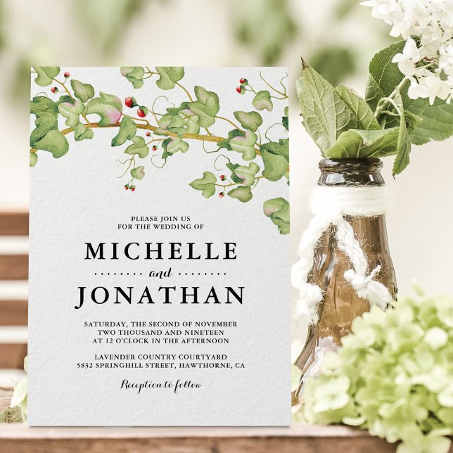 Rustic Greenery Wedding Invite | Botanical Ivy (Creator Uploaded)
