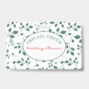 Rustic Greenery    Wedding or Business Name ID Badge
