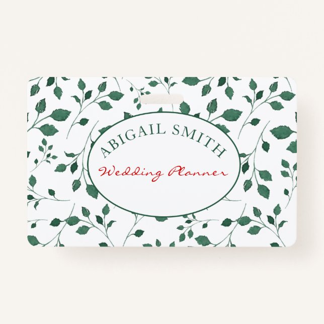 Rustic Greenery |  Wedding or Business Name ID Badge (Front)