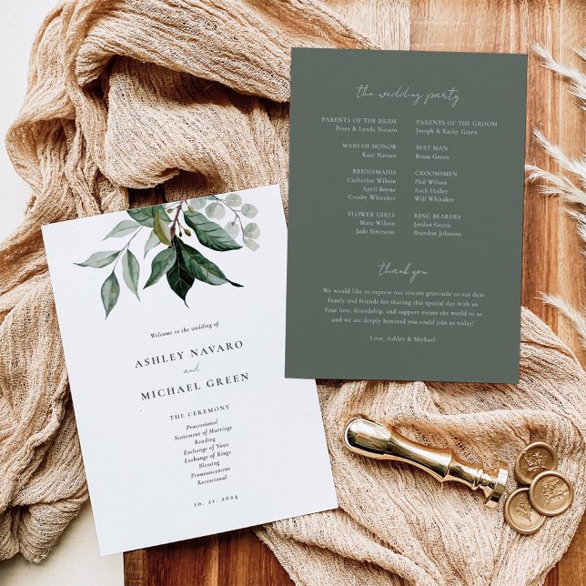 Rustic Greenery Wedding Program Programme (Creator Uploaded)