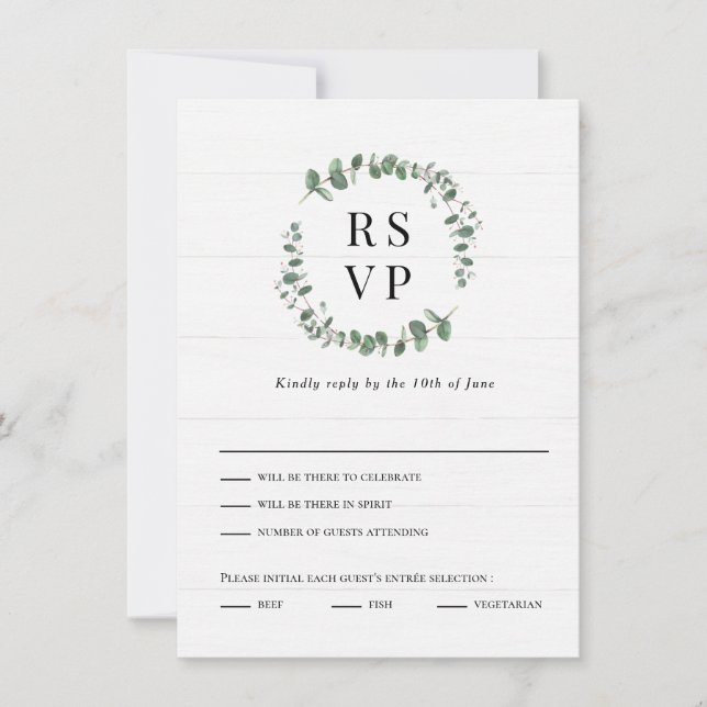 Rustic Greenery Wedding RSVP Card Response Card (Front)