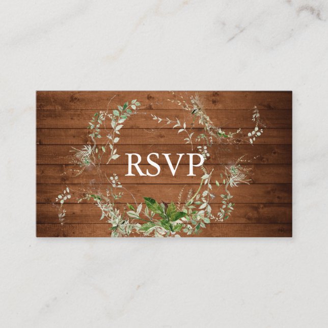 Rustic Greenery Wedding RSVP Enclosure Card (Front)