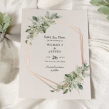 Rustic Greenery Wedding Save The Date Rose Gold