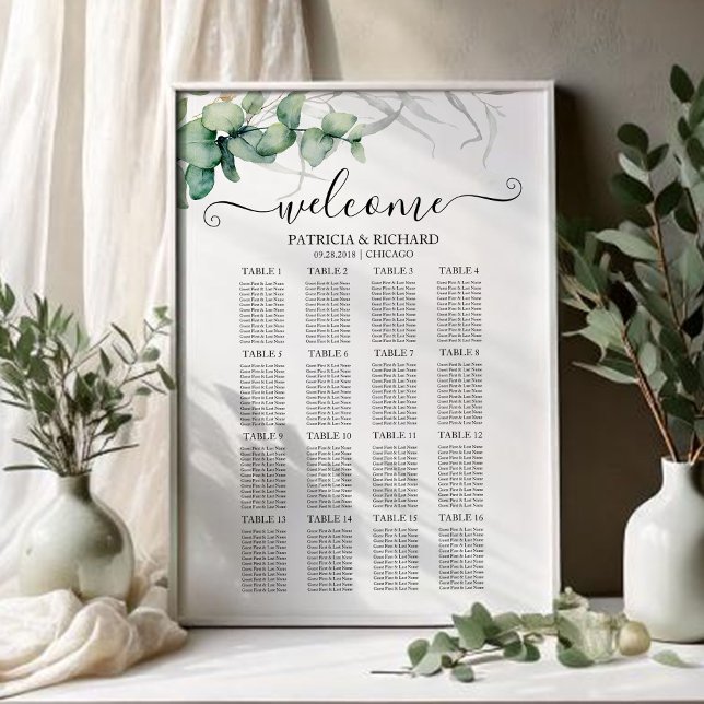 Rustic Greenery Wedding Seating Chart (Creator Uploaded)