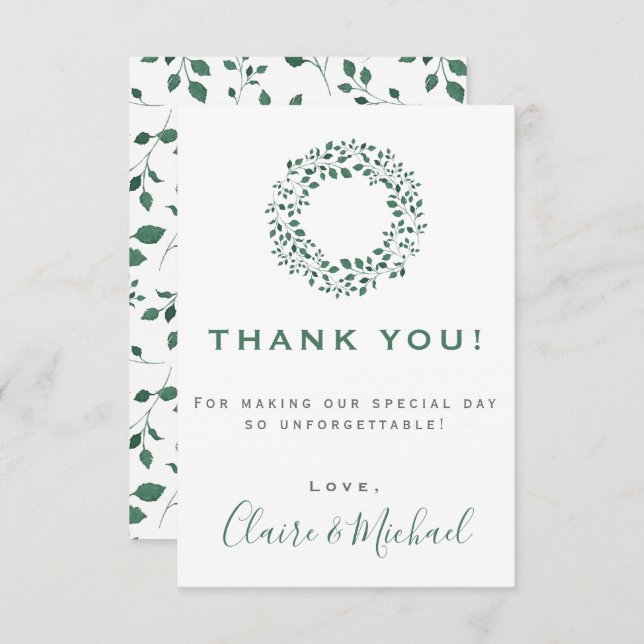 Rustic Greenery | Wedding Thank You Card (Front/Back)