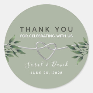 Rustic Greenery Wedding Thank You Classic Round Sticker