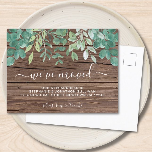  Rustic Greenery We've Moved Announcement Postcard (Creator Uploaded)