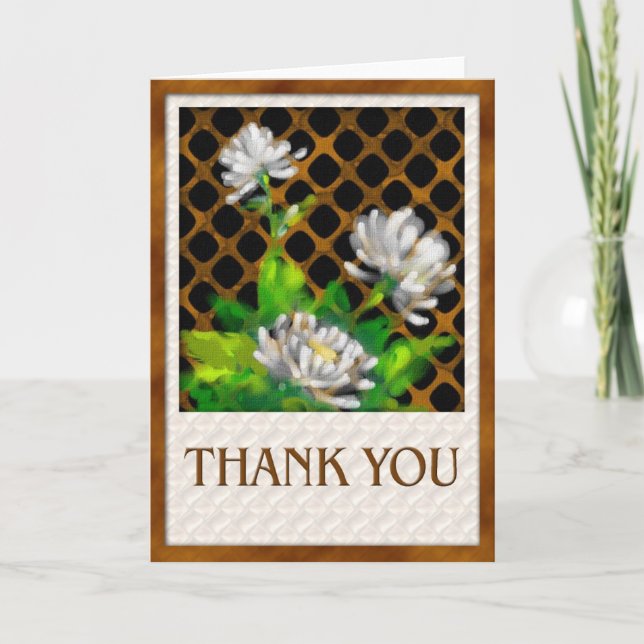 Rustic Greenery White Daisies Floral Thank You (Front)