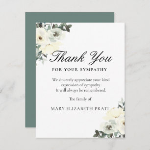Rustic Greenery White Floral Funeral Thank You Car