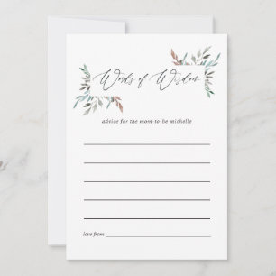 Rustic Greenery Winter Baby Shower Mum Advice Card