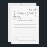 Rustic Greenery Winter Bridal Shower Advice Card<br><div class="desc">Watercolor leaves winter bridal shower advice for bride-to-be cards designed to be quickly and easily customised.</div>