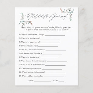 Rustic Greenery Winter Bridal Shower Game
