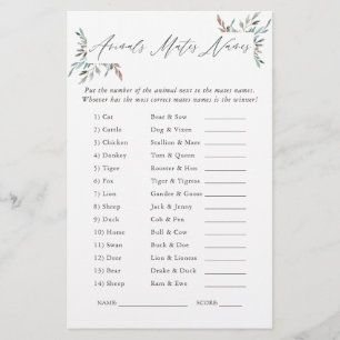 Rustic Greenery Winter Bridal Shower Game