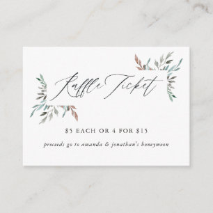 Rustic Greenery Winter Bridal Shower Raffle Ticket Enclosure Card