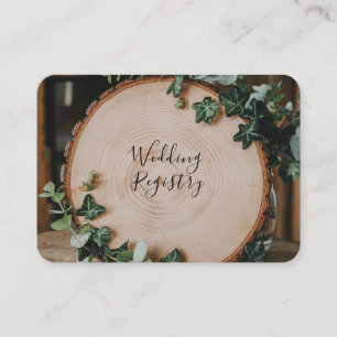 Rustic Greenery & Wood Slice Wedding Registry Enclosure Card