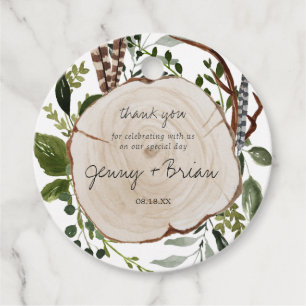 Rustic Greenery Wood Slice   Wedding Thank You Favour Tags