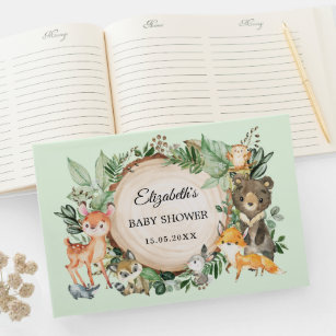 Rustic Greenery Woodland Animals Baby Shower Guest Book