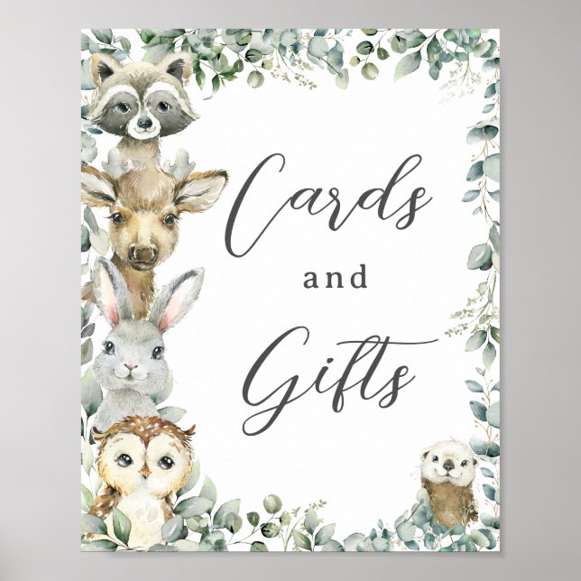 Rustic Greenery Woodland Animals Cards and Gifts  Poster (Front)