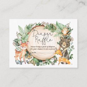 Rustic Greenery Woodland Animals Diaper Raffle Enclosure Card