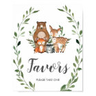 Rustic Greenery Woodland Animals Favours Sign 