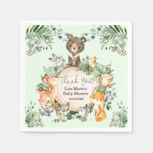 Rustic Greenery Woodland Forest Baby Animals Napkin