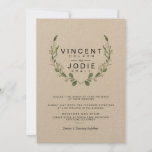 Rustic Greenery Wreath Watercolor Wedding Invite<br><div class="desc">By Honey & Birch Studios</div>