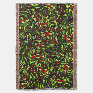 Rustic greenish yellow and vivid red curves throw blanket