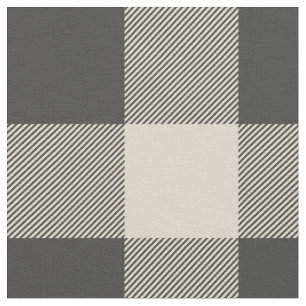 Rustic Grey and Beige Buffalo Plaid Fabric