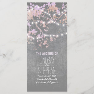 Rustic Grey and Pink Tree Branches Wedding Program Programme