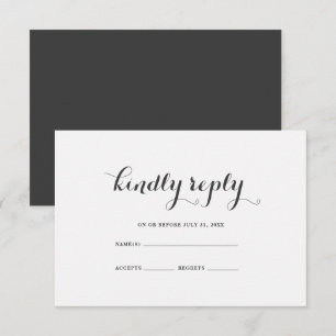 Rustic Grey and White Wedding RSVP Card